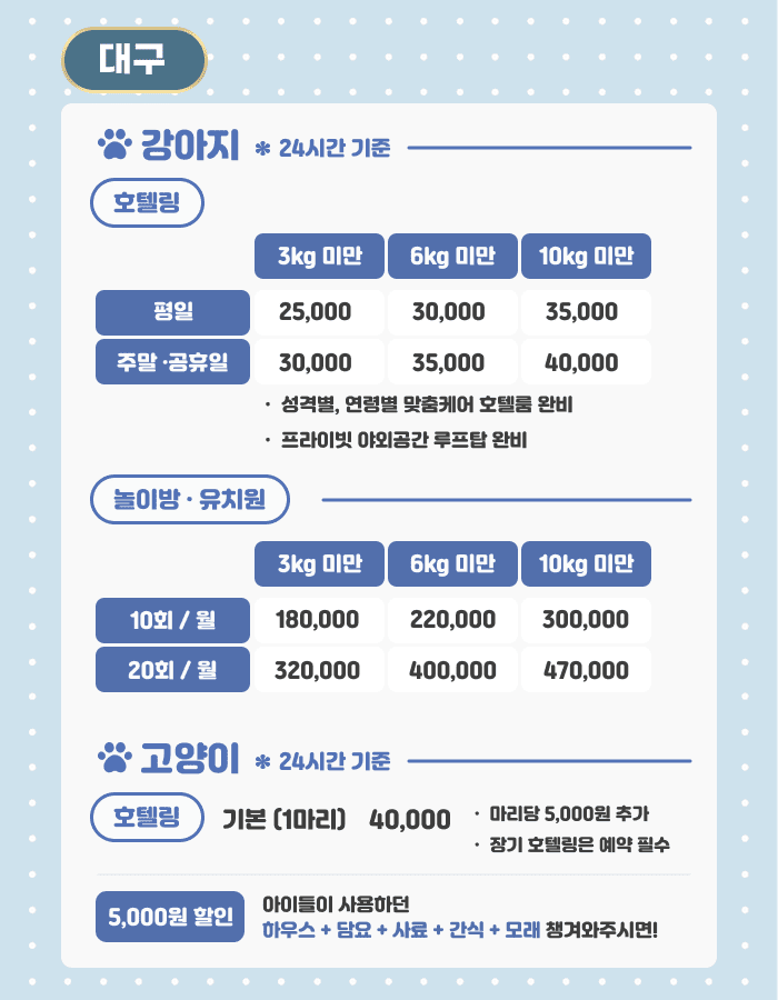 반려동물호텔링서비스대구